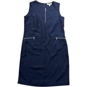 St. John Zipped Pockets Shift Dress in Navy Size 10